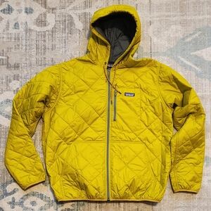 Mens Patagonia Diamond Quilted Bomber Hoody. Cosmic Gold. Size XL.